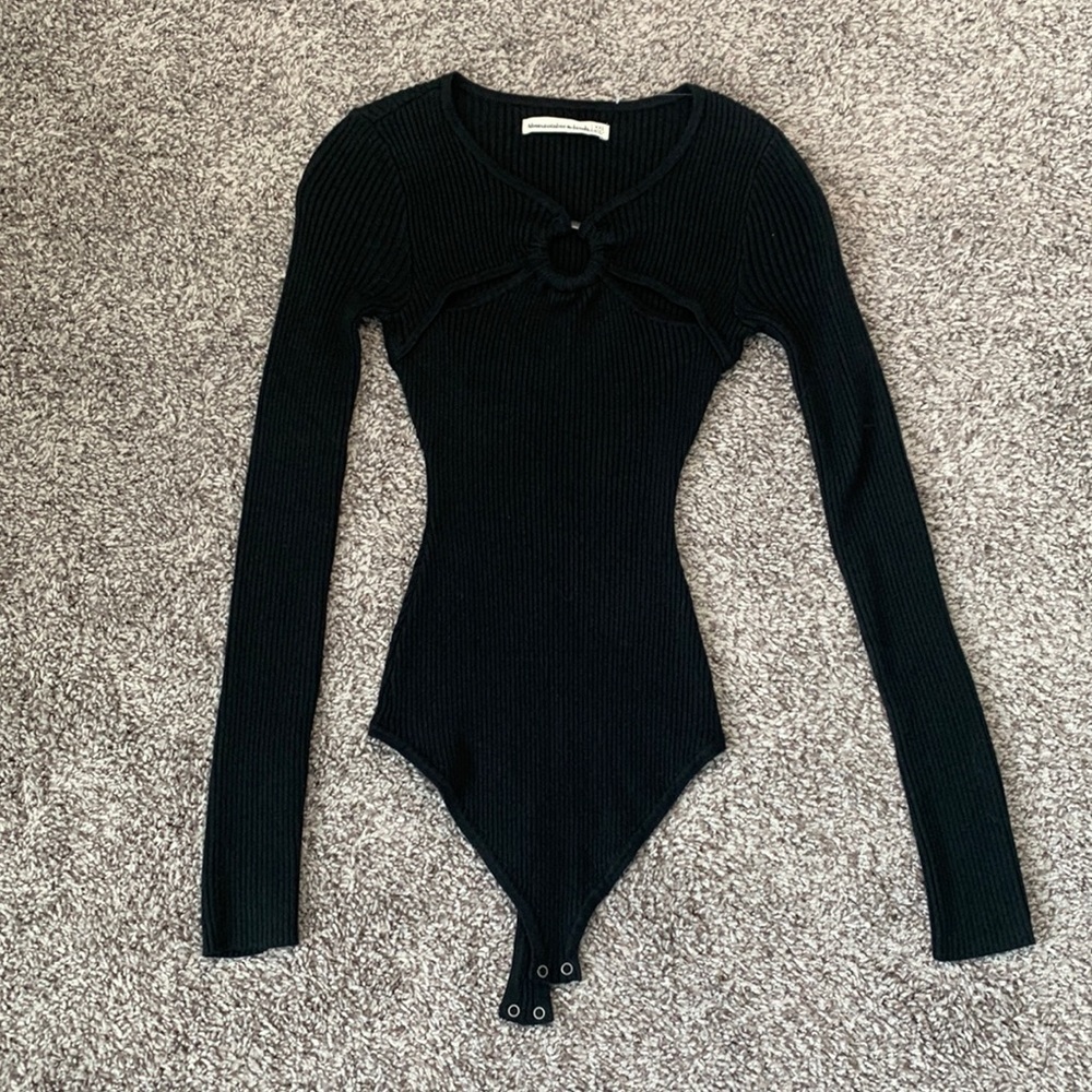 Abercrombie & Fitch Black Long Sleeve Bodysuit